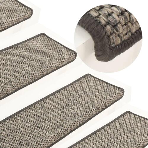 Selvklæbende trappemåtter 15 stk. 65x21x4 cm grå og beige
