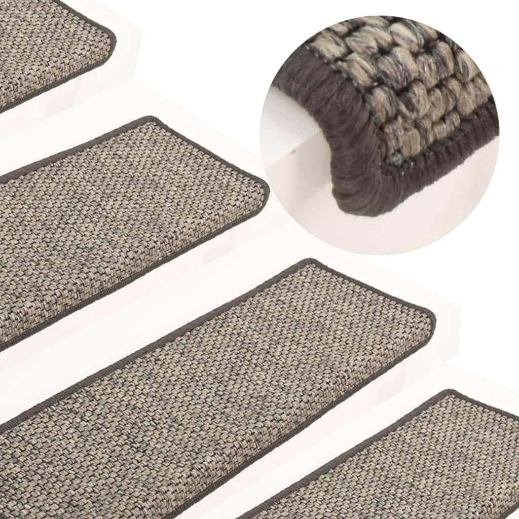 Selvklæbende trappemåtter 15 stk. 65x21x4 cm grå og beige