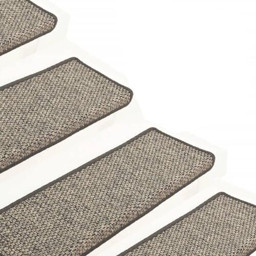 Selvklæbende trappemåtter 15 stk. 65x21x4 cm grå og beige
