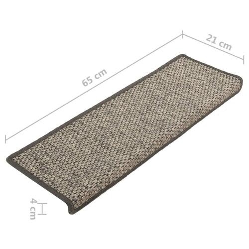 Selvklæbende trappemåtter 15 stk. 65x21x4 cm grå og beige