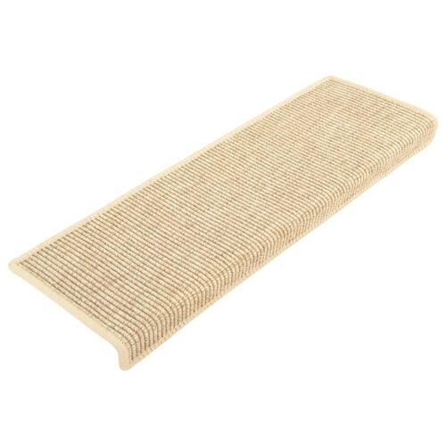 Selvklæbende trappemåtter 15stk. 65x21x4cm sisal-look lys beige