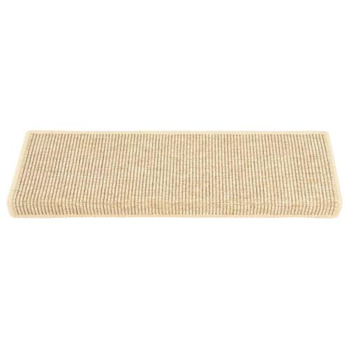 Selvklæbende trappemåtter 15stk. 65x21x4cm sisal-look lys beige