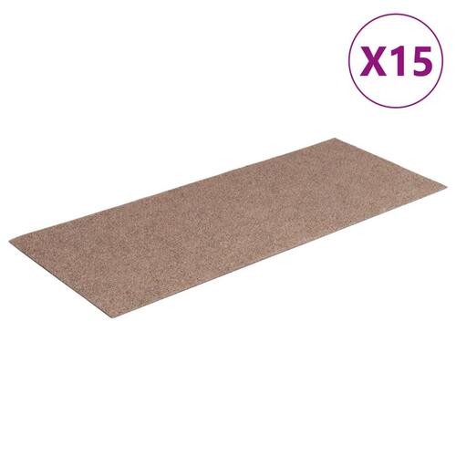 Selvklæbende trappemåtter 15 stk. 60x25 cm lysebrun