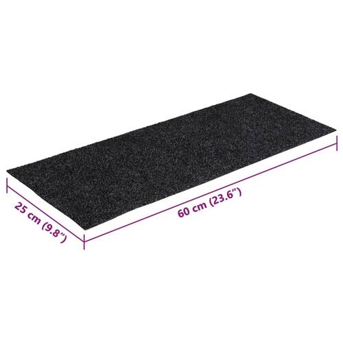 Selvklæbende trappemåtter 15 stk. 60x25 cm rektangulær grå