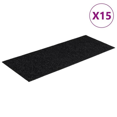 Selvklæbende trappemåtter 15 stk. 60x25 cm rektangulær sort