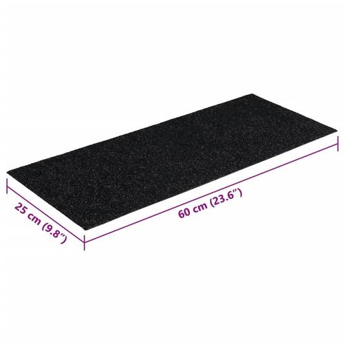 Selvklæbende trappemåtter 15 stk. 60x25 cm rektangulær sort
