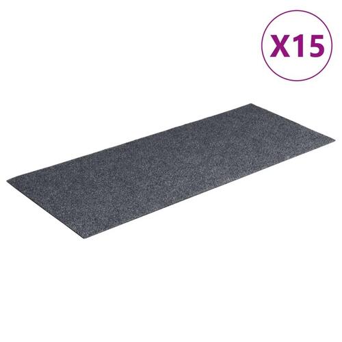 Selvklæbende trappemåtter 15 stk. 60x25 cm rektangulær lysegrå