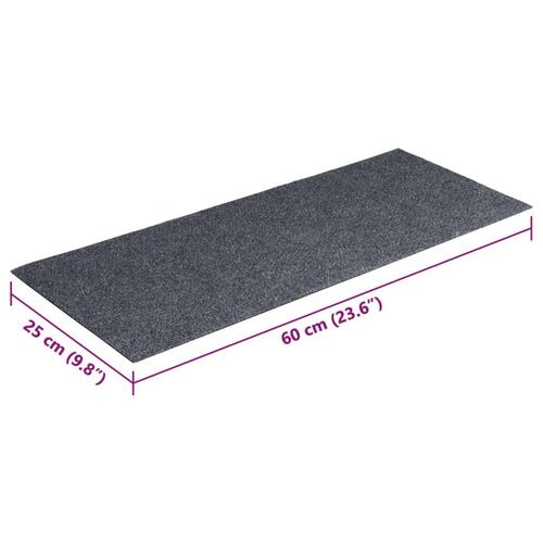 Selvklæbende trappemåtter 15 stk. 60x25 cm rektangulær lysegrå