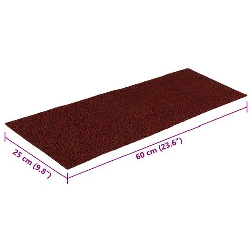 Selvklæbende trappemåtter 15 stk. 60x25 cm rektangulær rød