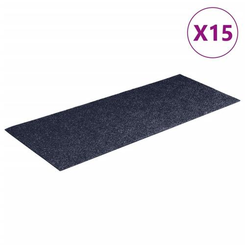 Selvklæbende trappemåtter 15 stk. 60x25 cm rektangulær gråblå