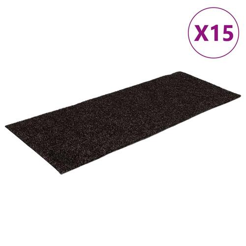 Selvklæbende trappemåtter 15 stk. 60x25 cm rektangulær brun