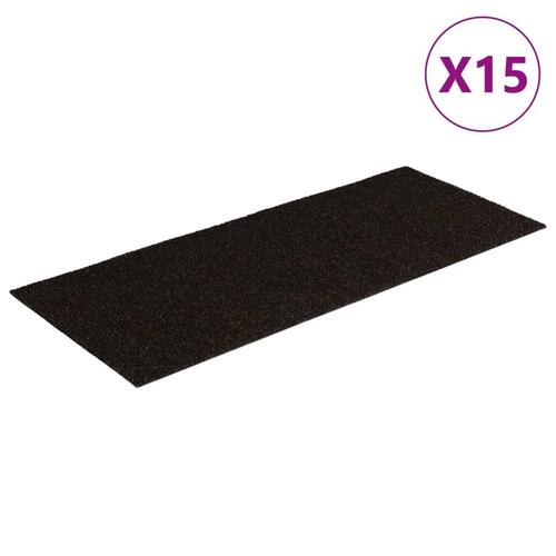 Selvklæbende trappemåtter 15 stk. 60x25 cm mørkebrun