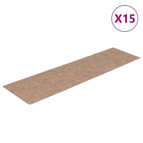 Selvklæbende trappemåtter 15 stk. 76x20 cm rektangulær lysebrun