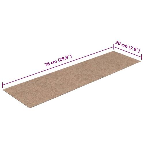 Selvklæbende trappemåtter 15 stk. 76x20 cm rektangulær lysebrun