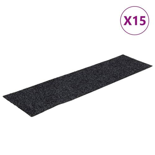 Selvklæbende trappemåtter 15 stk. 76x20 cm rektangulær grå