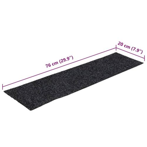 Selvklæbende trappemåtter 15 stk. 76x20 cm rektangulær grå