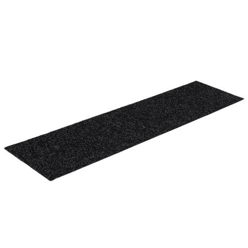 Selvklæbende trappemåtter 15 stk. 76x20 cm rektangulær sort