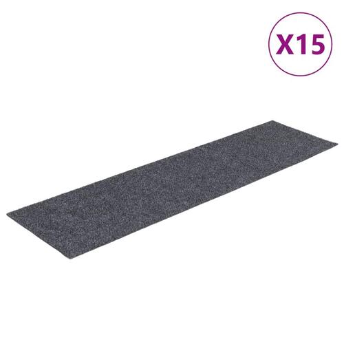 Selvklæbende trappemåtter 15 stk. 76x20 cm rektangulær lysegrå