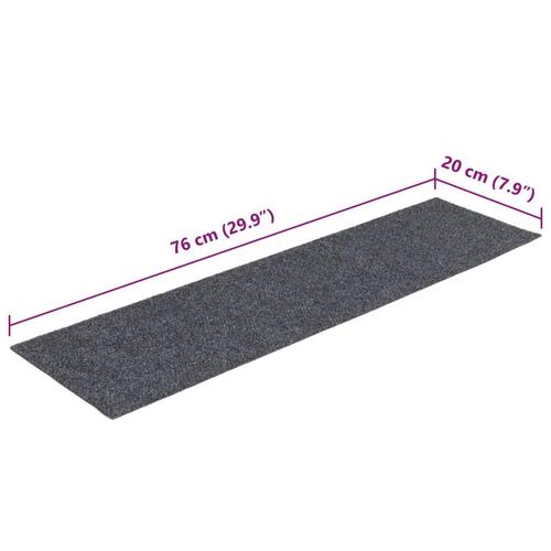 Selvklæbende trappemåtter 15 stk. 76x20 cm rektangulær lysegrå