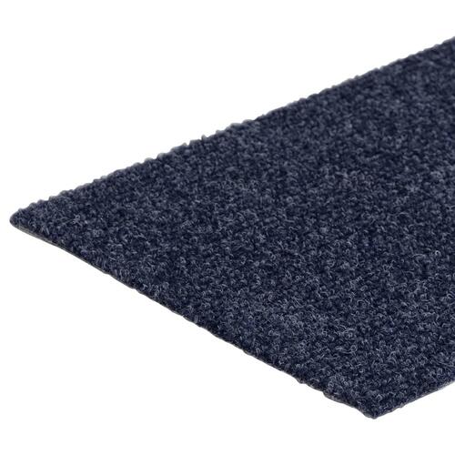 Selvklæbende trappemåtter 15 stk. 76x20 cm rektangulær gråblå