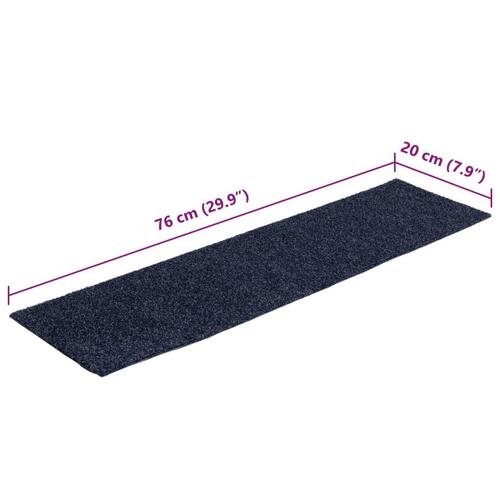 Selvklæbende trappemåtter 15 stk. 76x20 cm rektangulær gråblå