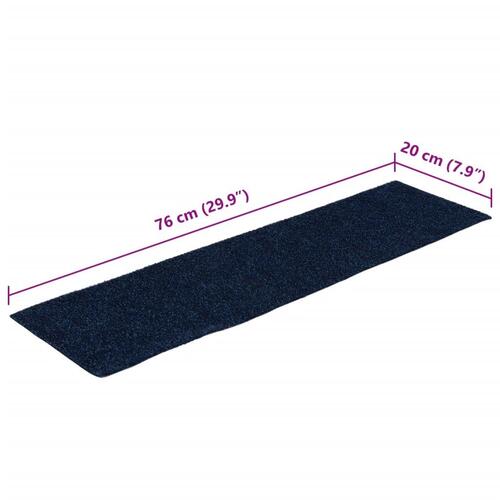 Selvklæbende trappemåtter 15 stk. 76x20 cm rektangulær blå