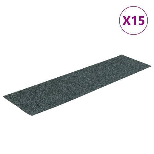 Selvklæbende trappemåtter 15 stk. 76x20 cm rektangulær grøn