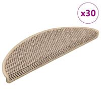 Selvklæbende trappemåtter 30 stk. 56x17x3 cm sisal-look beige
