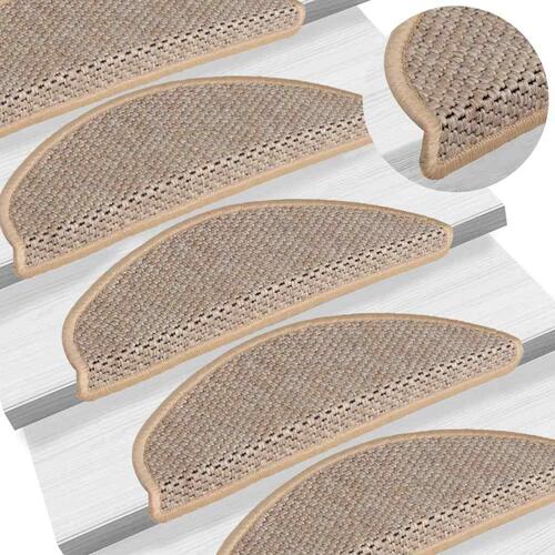 Selvklæbende trappemåtter 30stk. 56x17x3cm sisal-look lys beige