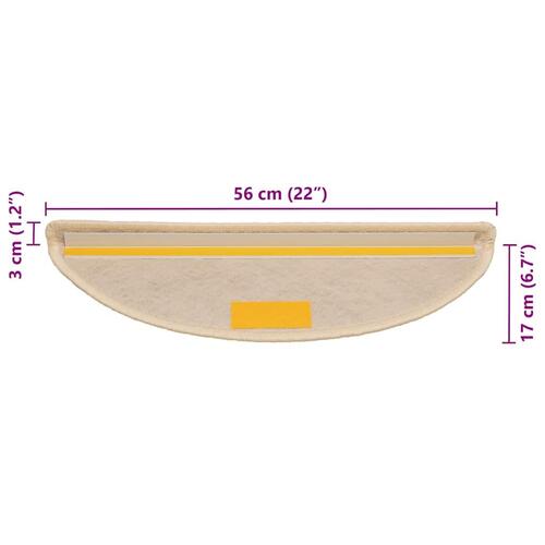Selvklæbende trappemåtter 30 stk. 56x17x3 cm sisal-look creme