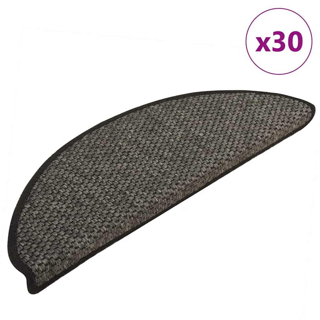Selvklæbende trappemåtter 30 stk. 65x21x4cm sisal-look antracit