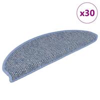 Selvklæbende trappemåtter 30 stk. 65x21x4 cm sisal-look blå