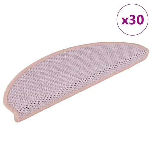 Selvklæbende trappemåtter 30stk. 65x21x4cm sisal-look lyserød