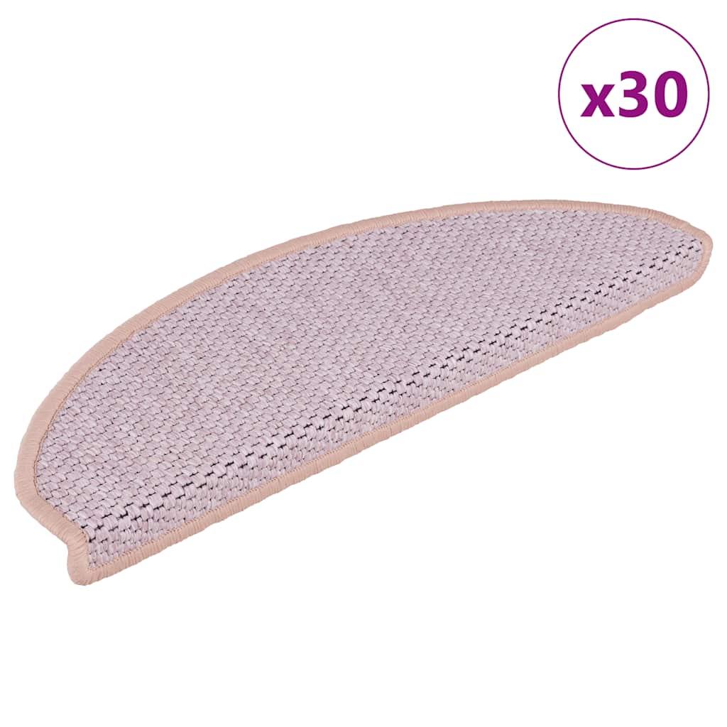 Selvklæbende trappemåtter 30stk. 65x21x4cm sisal-look lyserød