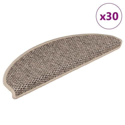 Selvklæbende trappemåtter 30 stk. 65x21x4 cm sisal-look beige
