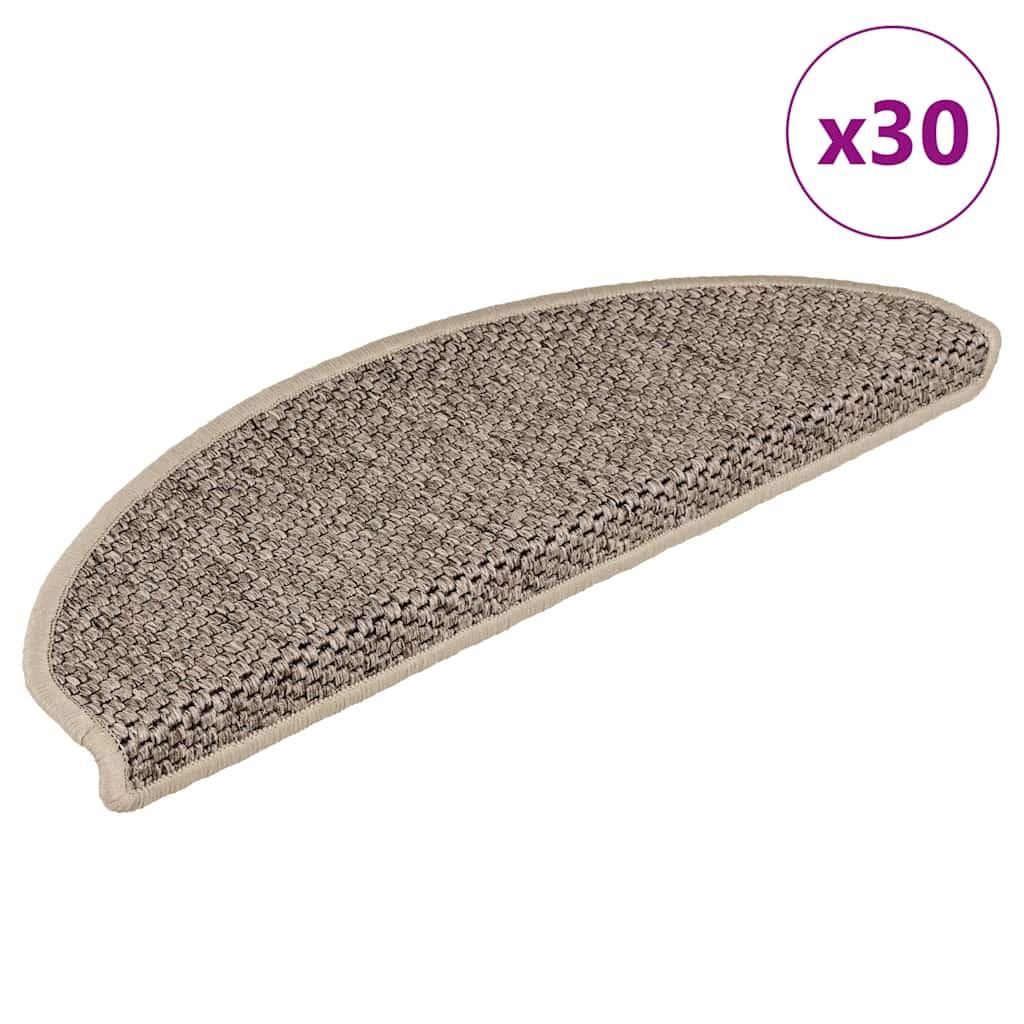 Selvklæbende trappemåtter 30 stk. 65x21x4 cm sisal-look beige
