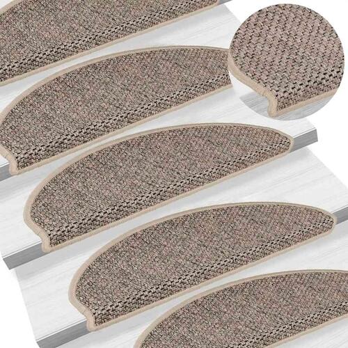 Selvklæbende trappemåtter 30 stk. 65x21x4 cm sisal-look beige