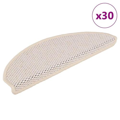 Selvklæbende trappemåtter 30 stk. 65x21x4 cm sisal-look creme