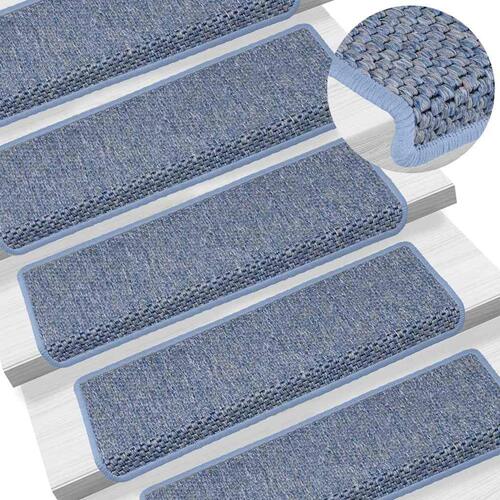 Selvklæbende trappemåtter 30 stk. 65x21x4 cm sisal-look blå