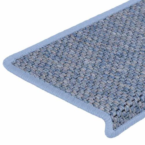 Selvklæbende trappemåtter 30 stk. 65x21x4 cm sisal-look blå