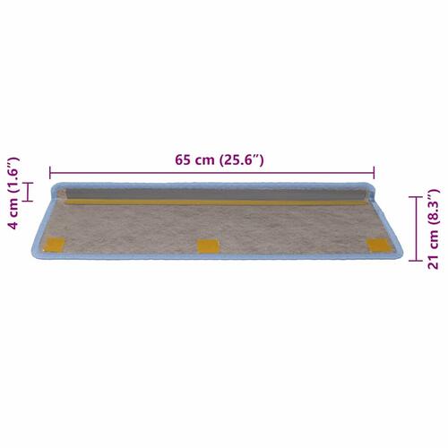 Selvklæbende trappemåtter 30 stk. 65x21x4 cm sisal-look blå