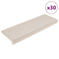 Selvklæbende trappemåtter 30 stk. 65x21x4 cm sisal-look creme