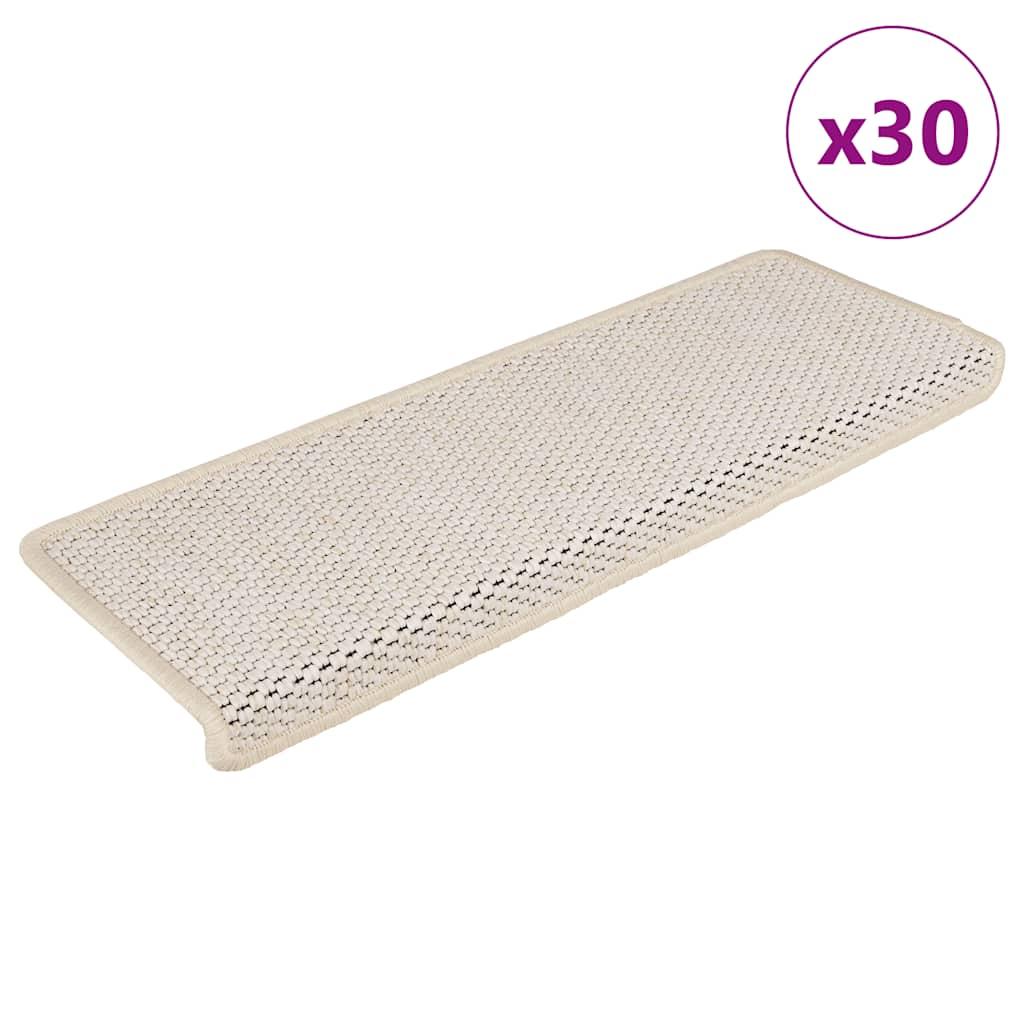 Selvklæbende trappemåtter 30 stk. 65x21x4 cm sisal-look creme