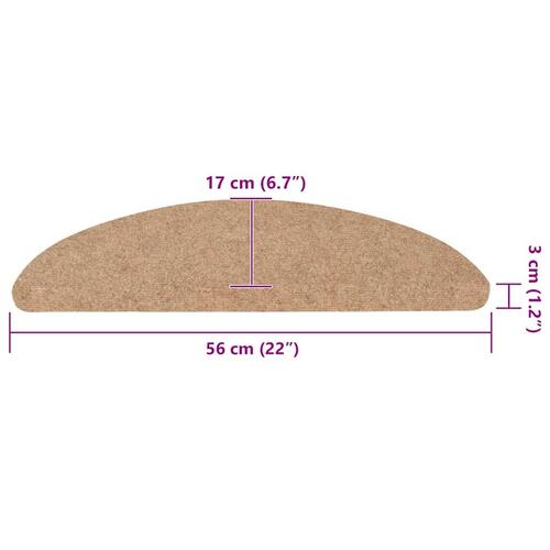 Selvklæbende trappemåtter 30 stk. 56x17x3 cm beige