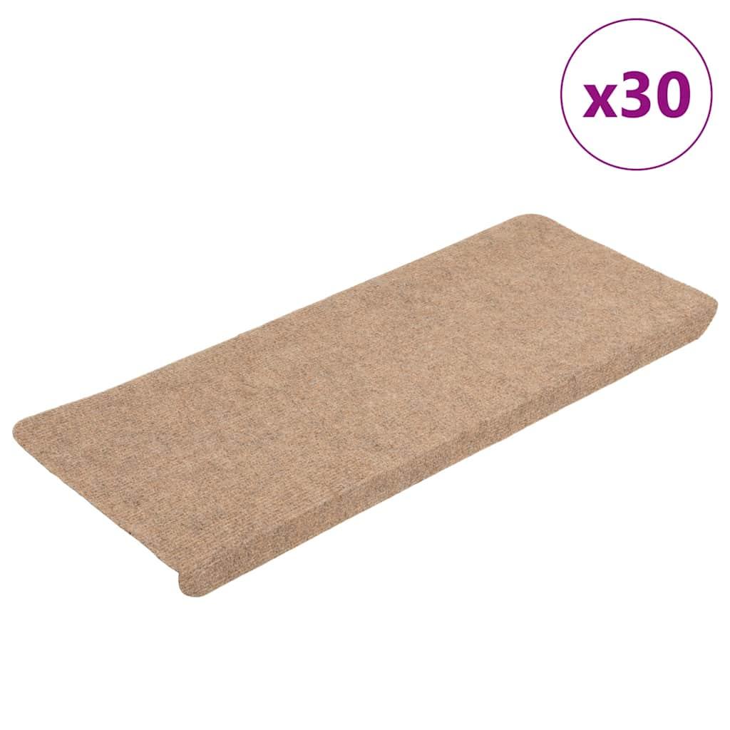 Selvklæbende trappemåtter 30 stk. 65x24,5x3,5 cm beige