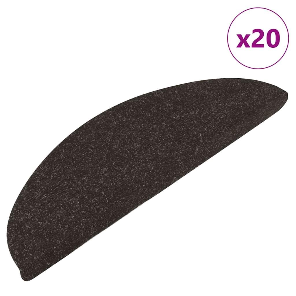 Selvklæbende trappemåtter 20 stk. 65x22,5x3,5 cm sort
