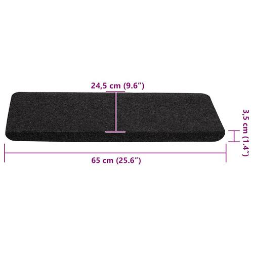 Selvklæbende trappemåtter 30 stk. 65x24,5x3,5 cm sort