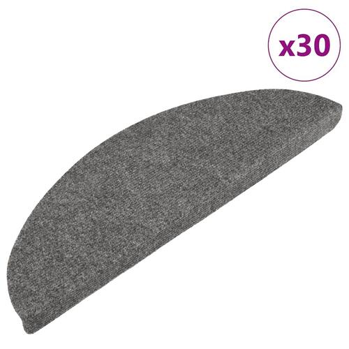Selvklæbende trappemåtter 30 stk. 56x17x3 cm grå
