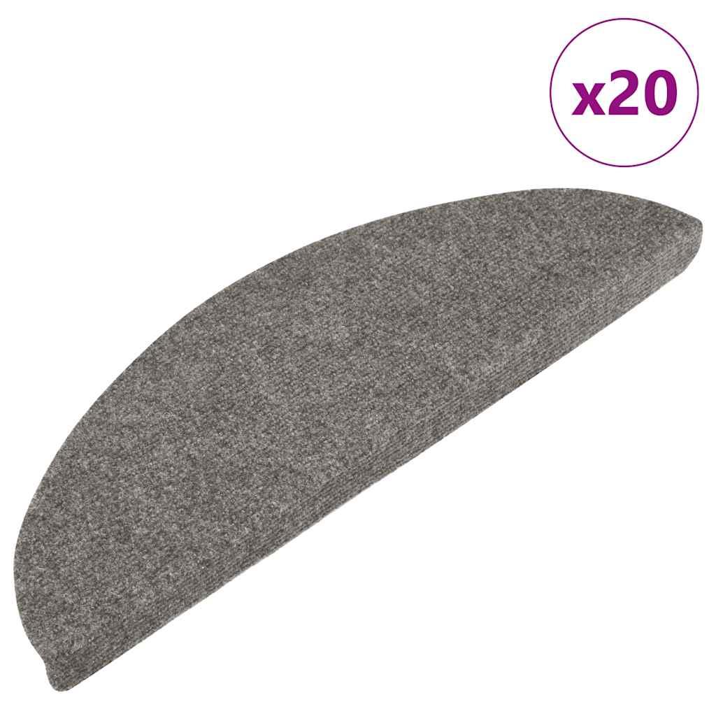 Selvklæbende trappemåtter 20 stk. 65x22,5x3,5 cm grå