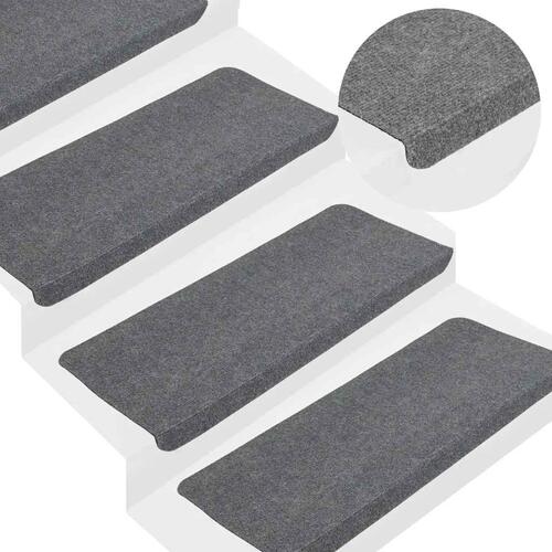 Selvklæbende trappemåtter 30 stk. 65x24,5x3,5 cm grå